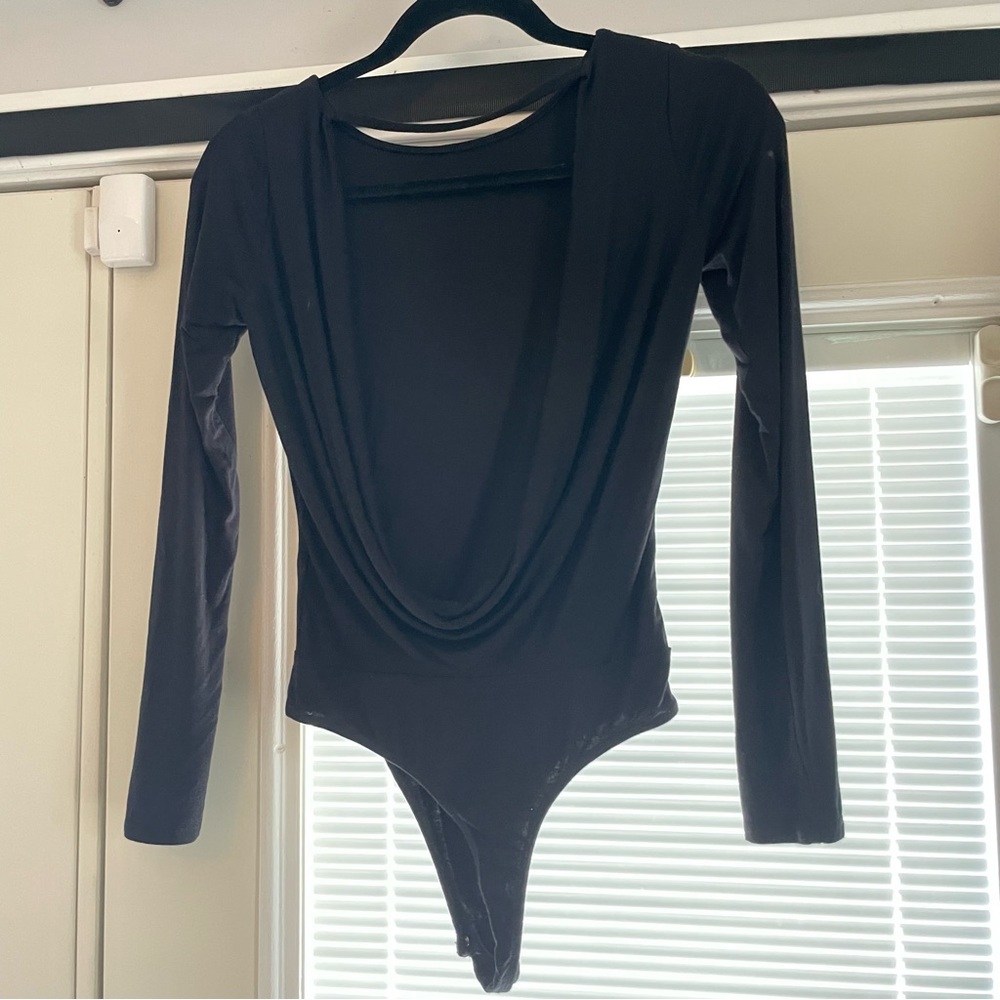 Lulu's Black Backless Long Sleeve Bodysuit XS NWOT - Picture 3 of 16